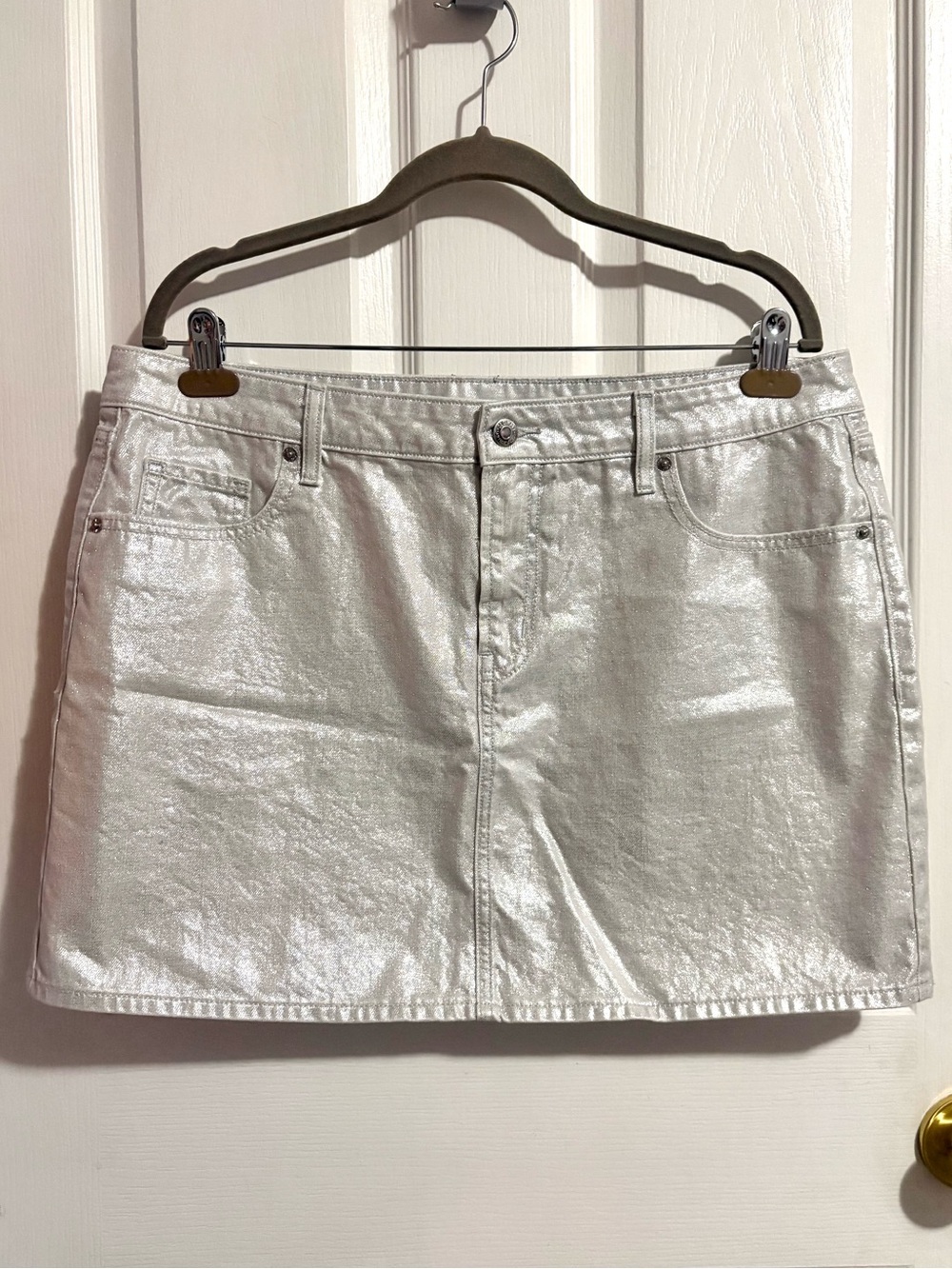 Old Navy Silver Midrise Mini Skirt